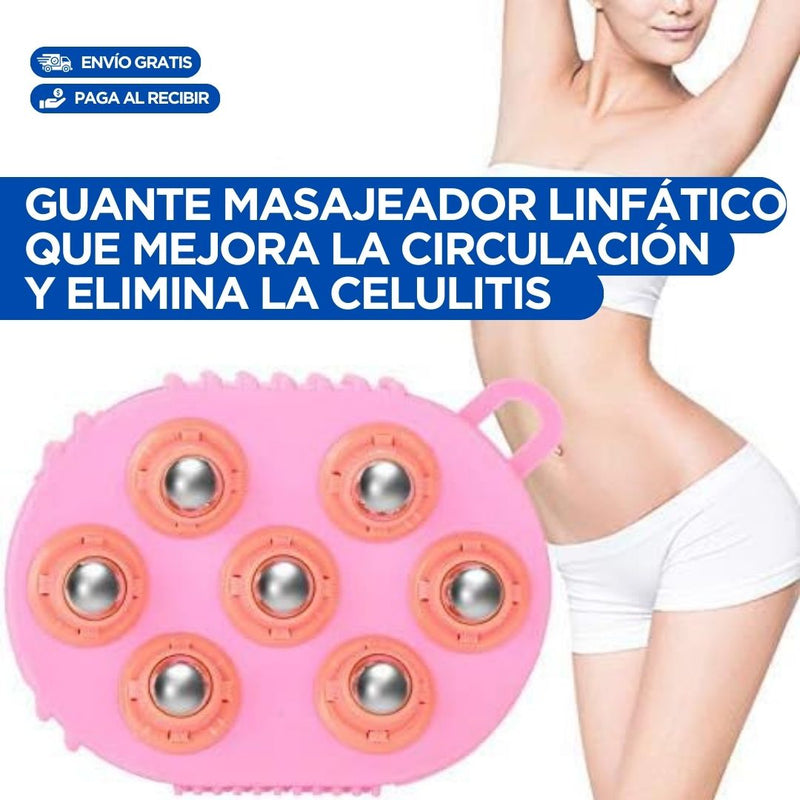 Guante Masajeador Linfático para exfoliación de piel y masajes en seco para eliminar la celulitis