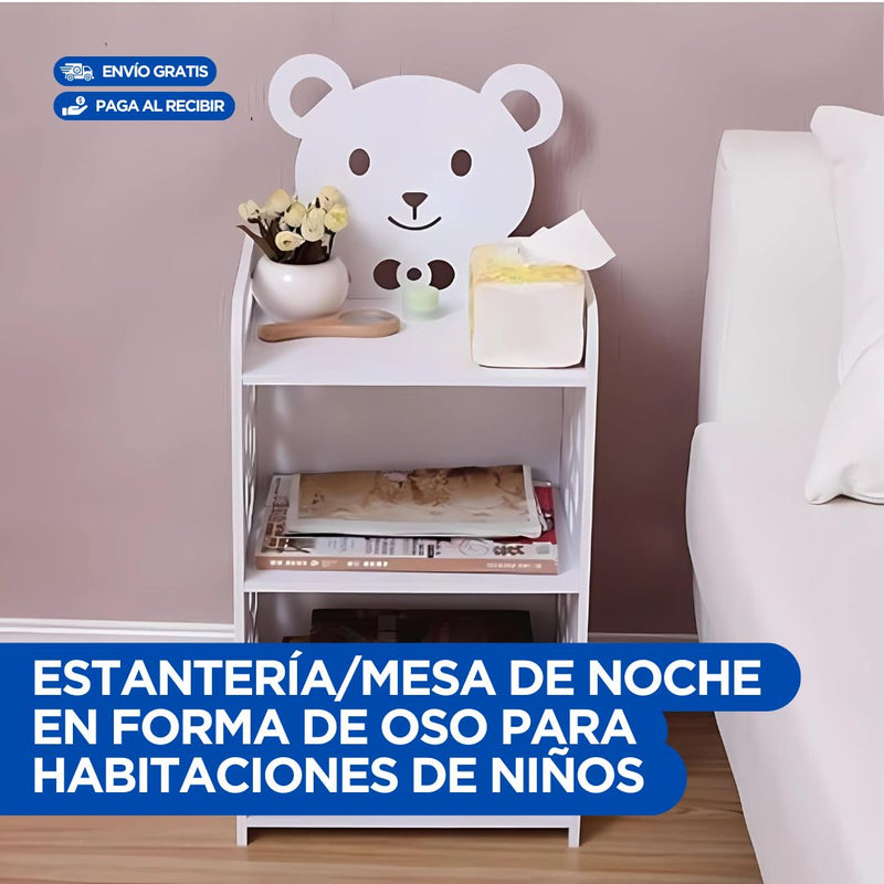 Estante velador en forma de Oso de Facil Armado para guardar las pertenencias de los niños